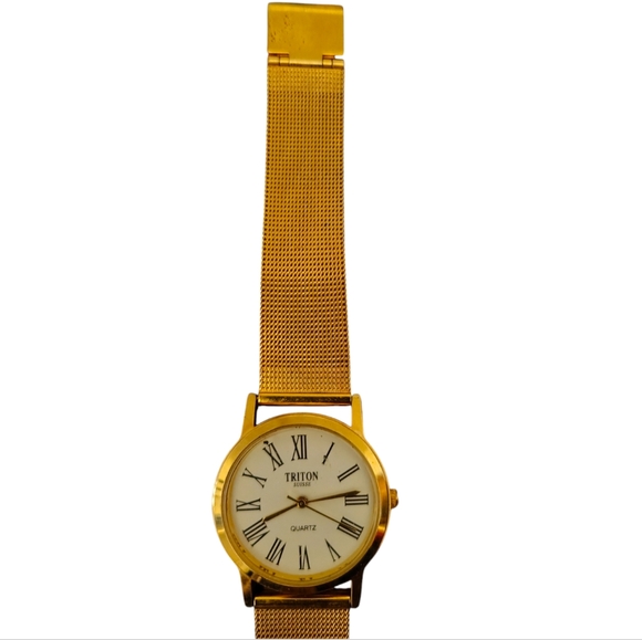 Triton Suisse Watch Quartz Stainless Steel Gold Band Womans Ladies Watch - Picture 4 of 10